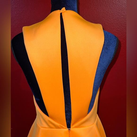 Cameo Dress Peplum Style Open Sides Back Stunning Orange Large Fully Lined - Picture 4 of 8